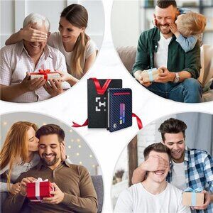 Slim Card Holder Wallet for Men with Money Clip (Carbon Fiber & Blue)